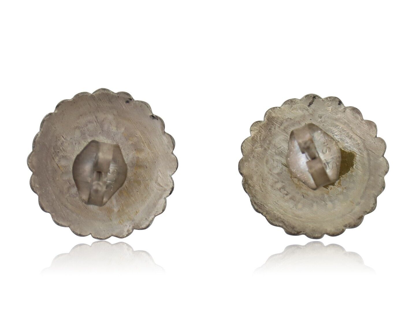 Navajo Small Shield Earrings 925 Silver Native American Artist C.80's