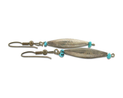 Navajo Earrings 925 Silver Natural Turquoise Native American Artist C.80's