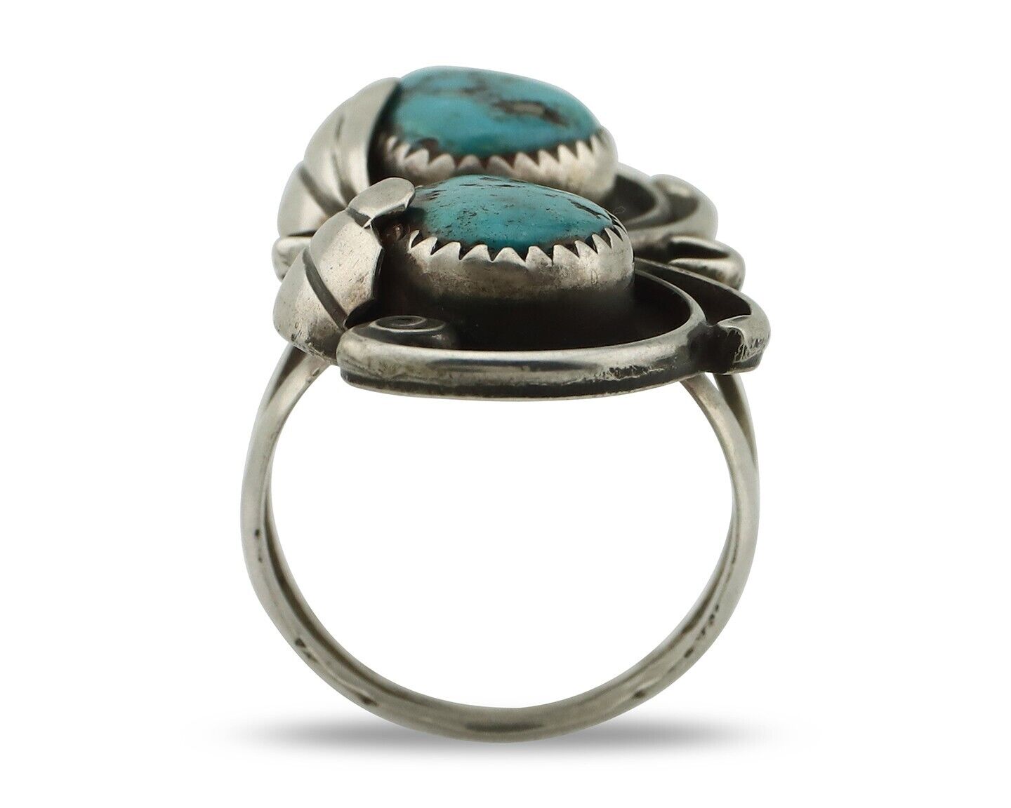 Navajo Ring 925 Silver Morenci Turquoise Native American Artist C.80's