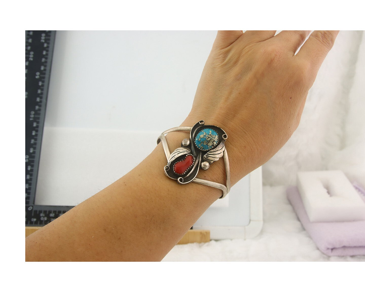 Vintage Navajo Bracelet 925 Silver Handmade Authentic Gemstone Traditional
