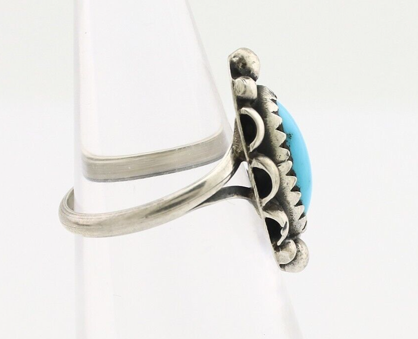 Navajo Ring 925 Silver Sleeping Beauty Turquoise Signed SkyStone Creations C80s