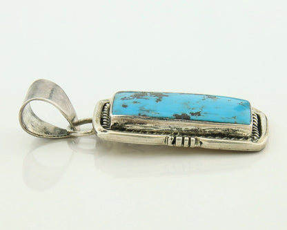Navajo Pendant 925 Sterling Silver Natural Turquoise Vintage Artist Signed AB