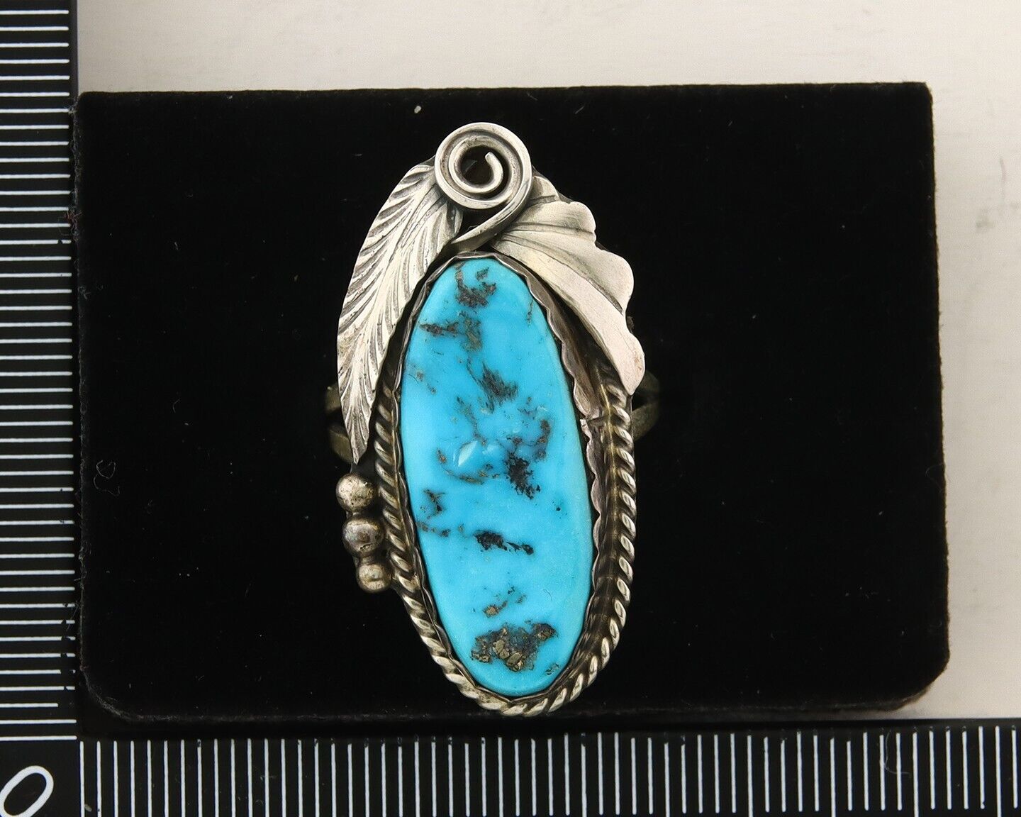 Navajo Ring 925 Sterling Turquoise Artist Justin Morris C.80's Size 9.0
