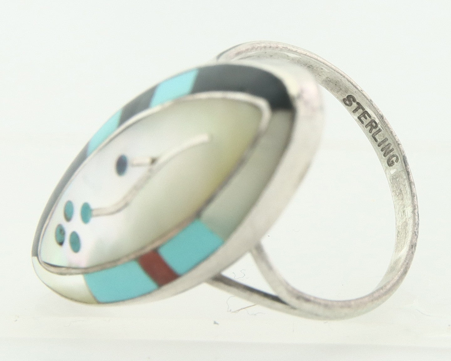 Vintage Zuni Ring 925 Sterling Silver Natural Gemstone Size 5.75