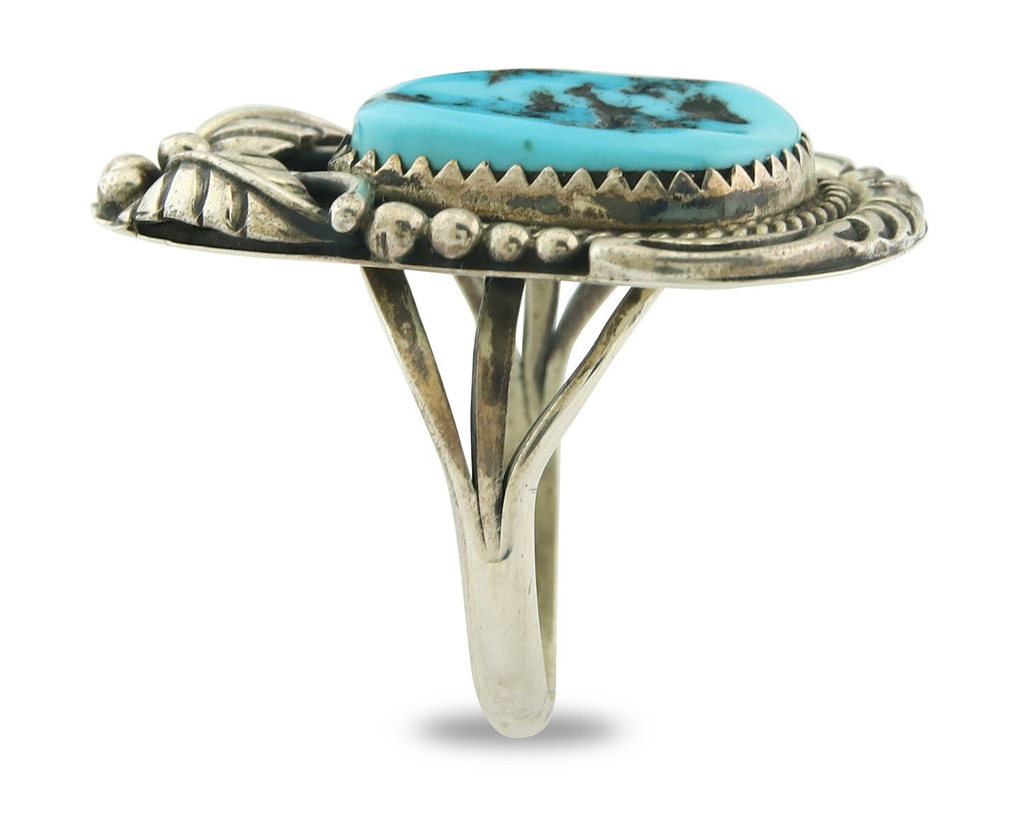 Vintage Navajo Ring Sterling Silver Authentic Turquoise Handmade Size 7.0