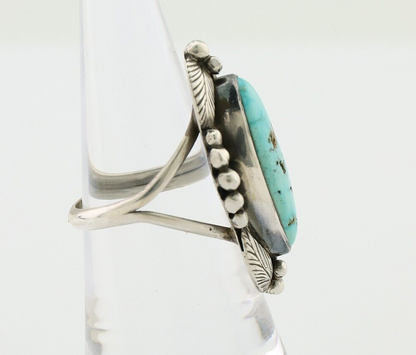 Navajo Ring 925 Silver Natural Blue Turquoise Artist Signed GR HEART C.80's