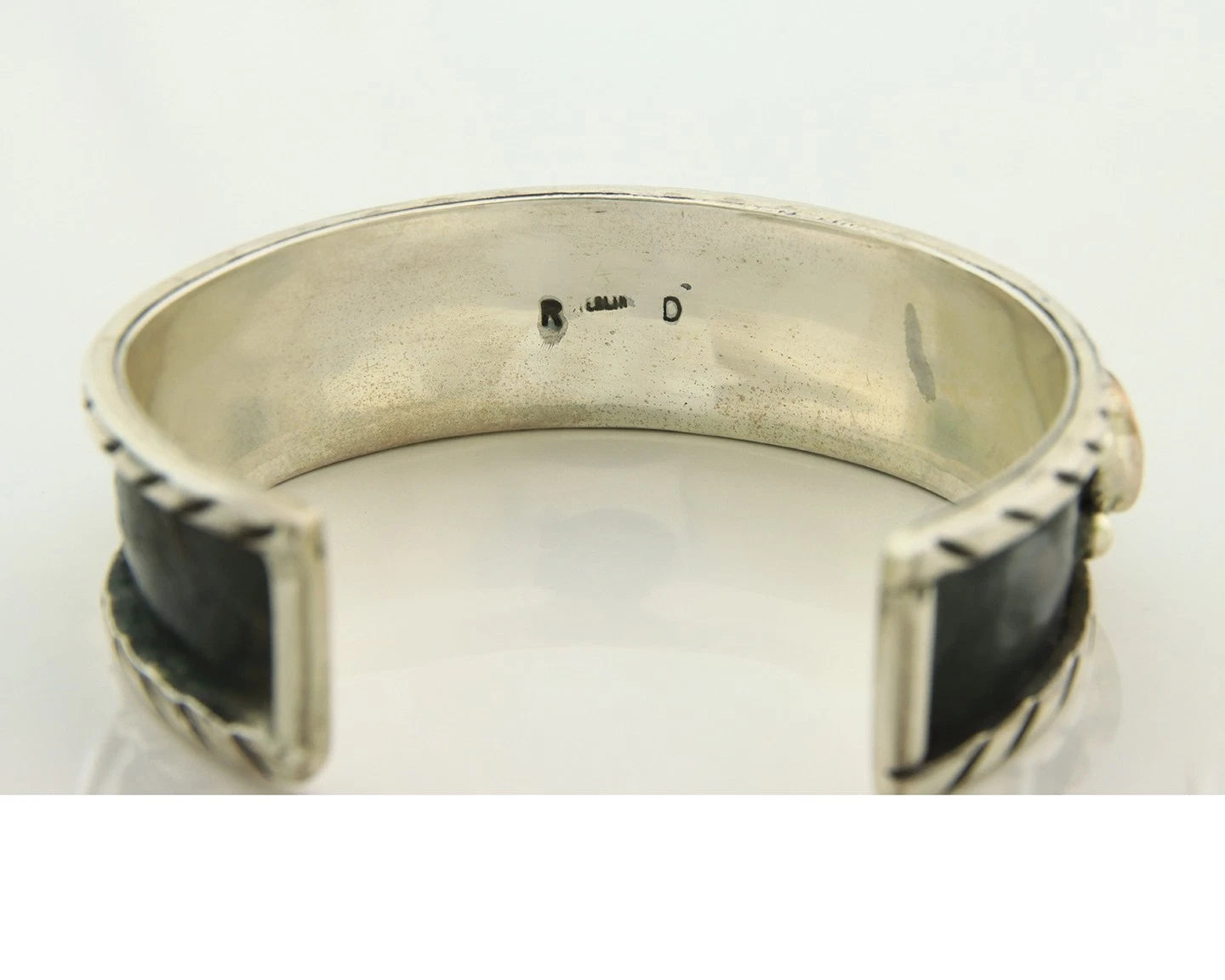 Navajo Cuff Bracelet Sterling Silver Turquoise Vintage Signed RD