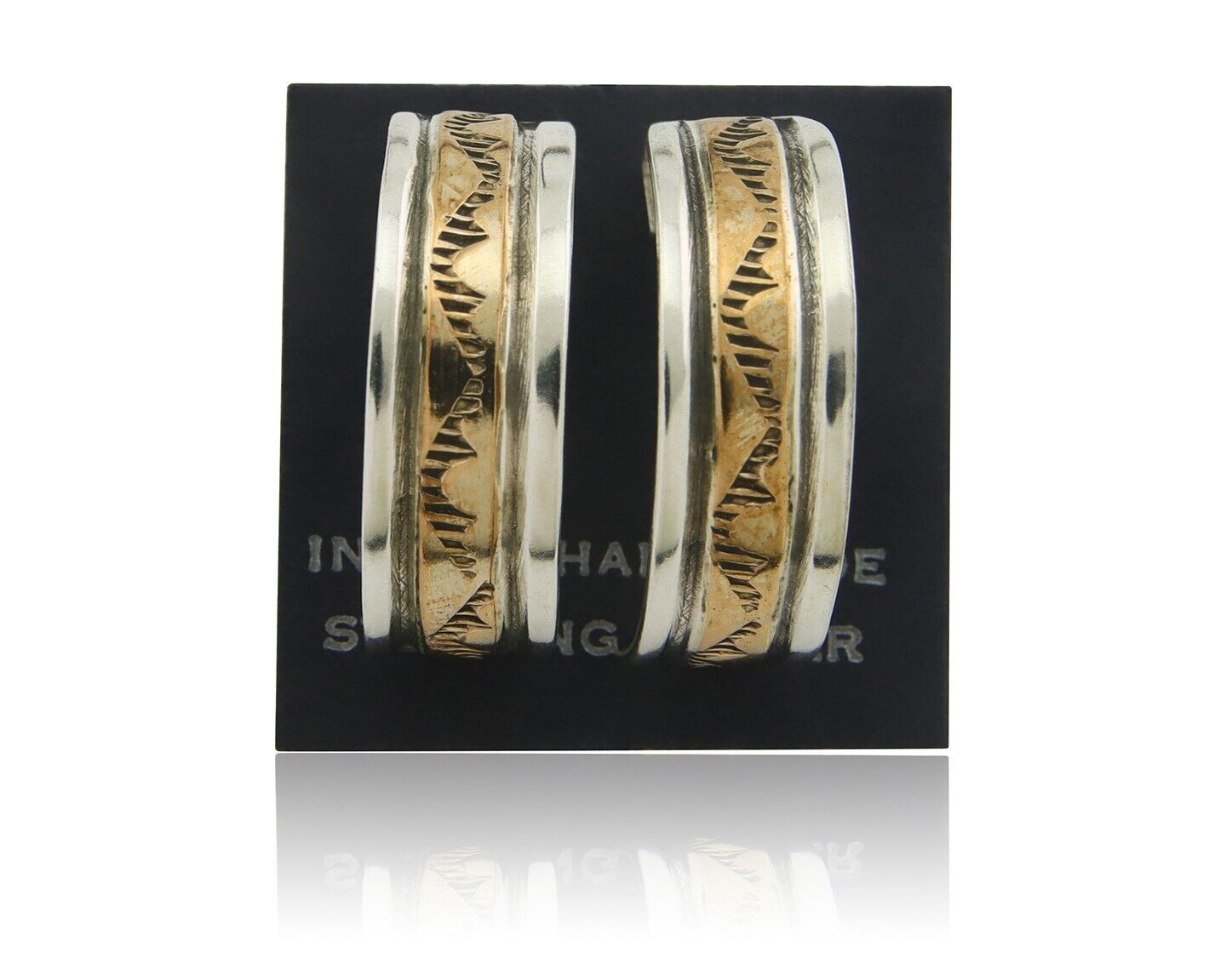 Navajo Hoop Earrings 925 Silver & Gold Artist Signed Randall Endito C.80's