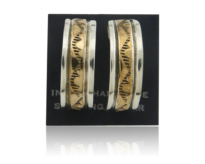 Navajo Hoop Earrings 925 Silver & Gold Artist Signed Randall Endito C.80's