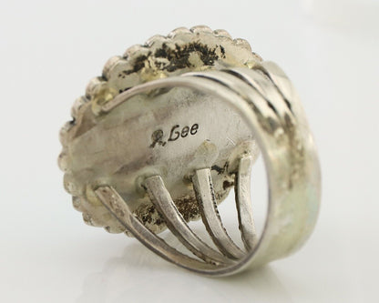 Navajo Ring 925 Silver Natural Blue Turquoise Signed Allison Lee C.80's