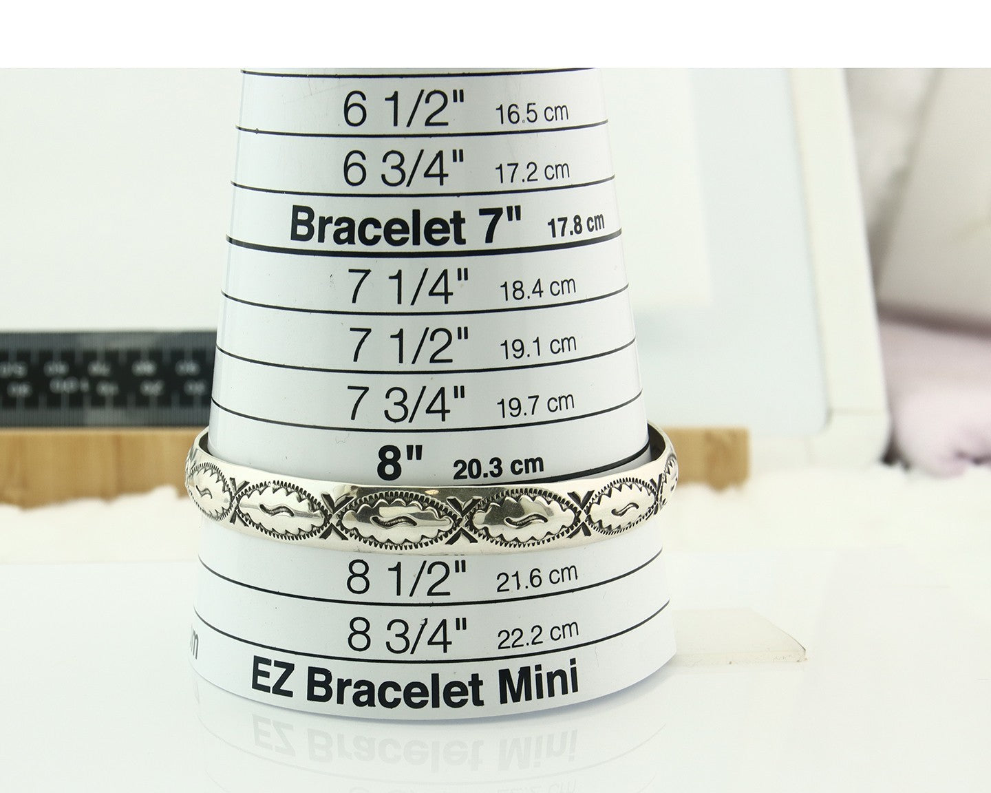 Vintage Navajo Bangle Bracelet Sterling Silver Hand Stamped Signed J