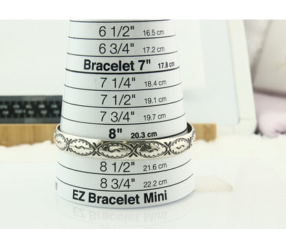 Vintage Navajo Bangle Bracelet Sterling Silver Hand Stamped Signed J