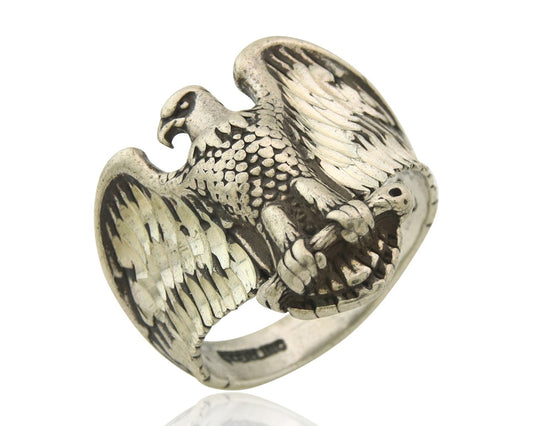 Navajo Eagle Ring Sterling Silver Traditional Authentic Size 10.25