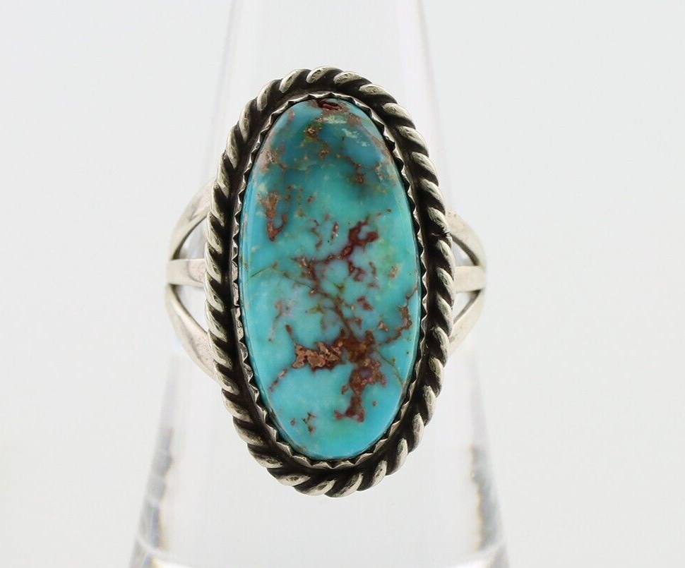 Navajo Ring 925 Silver Natural Turquoise Native American Artist C.80's