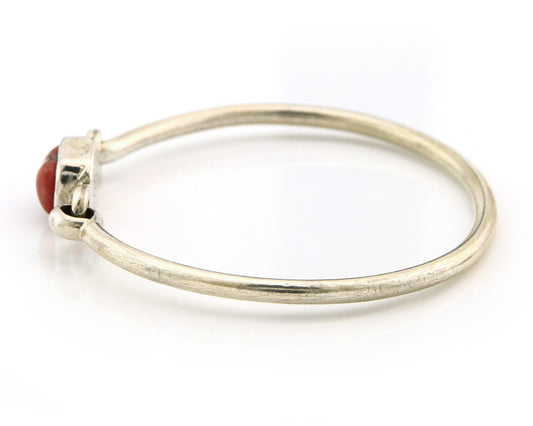 Navajo Bracelet Sterling Silver Natural Red Coral Artist Signed Sunrise