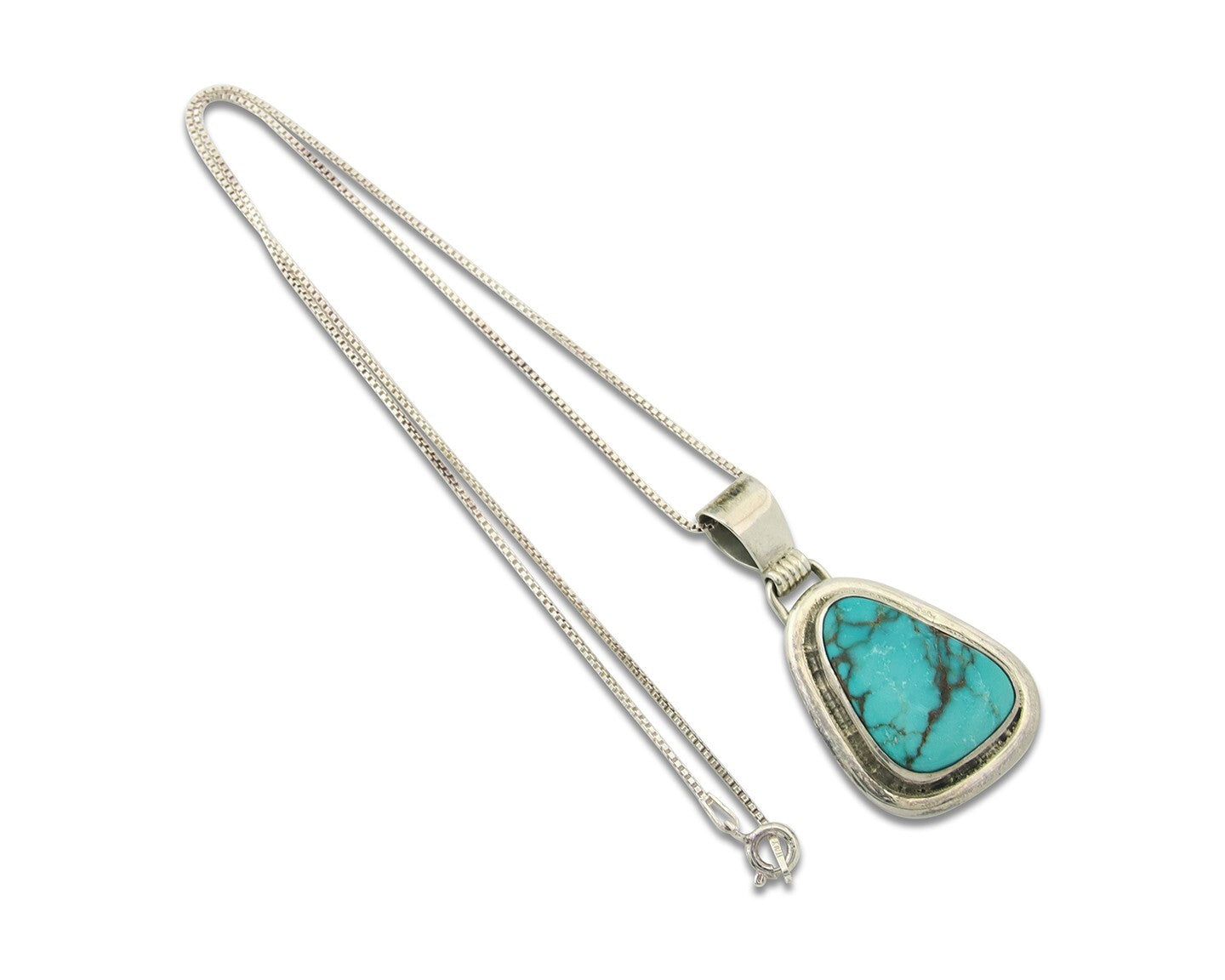 Navajo Sterling Silver Necklace Turquoise Authentic Vintage Artist Signed