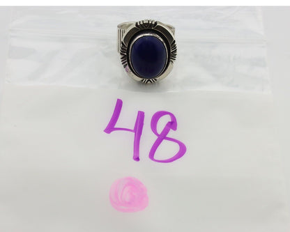 Navajo Ring 925 Silver Natural Blue Lapis Lazuli Artist Signed JA C.80's