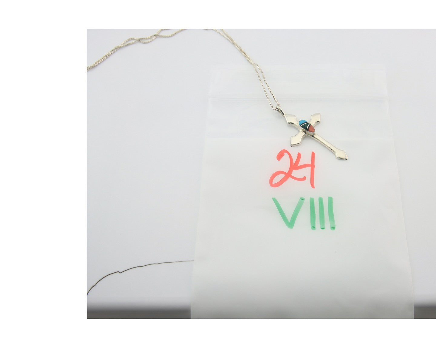 Navajo Cross Necklace Sterling Silver Authentic Natural Gemstones Signed M