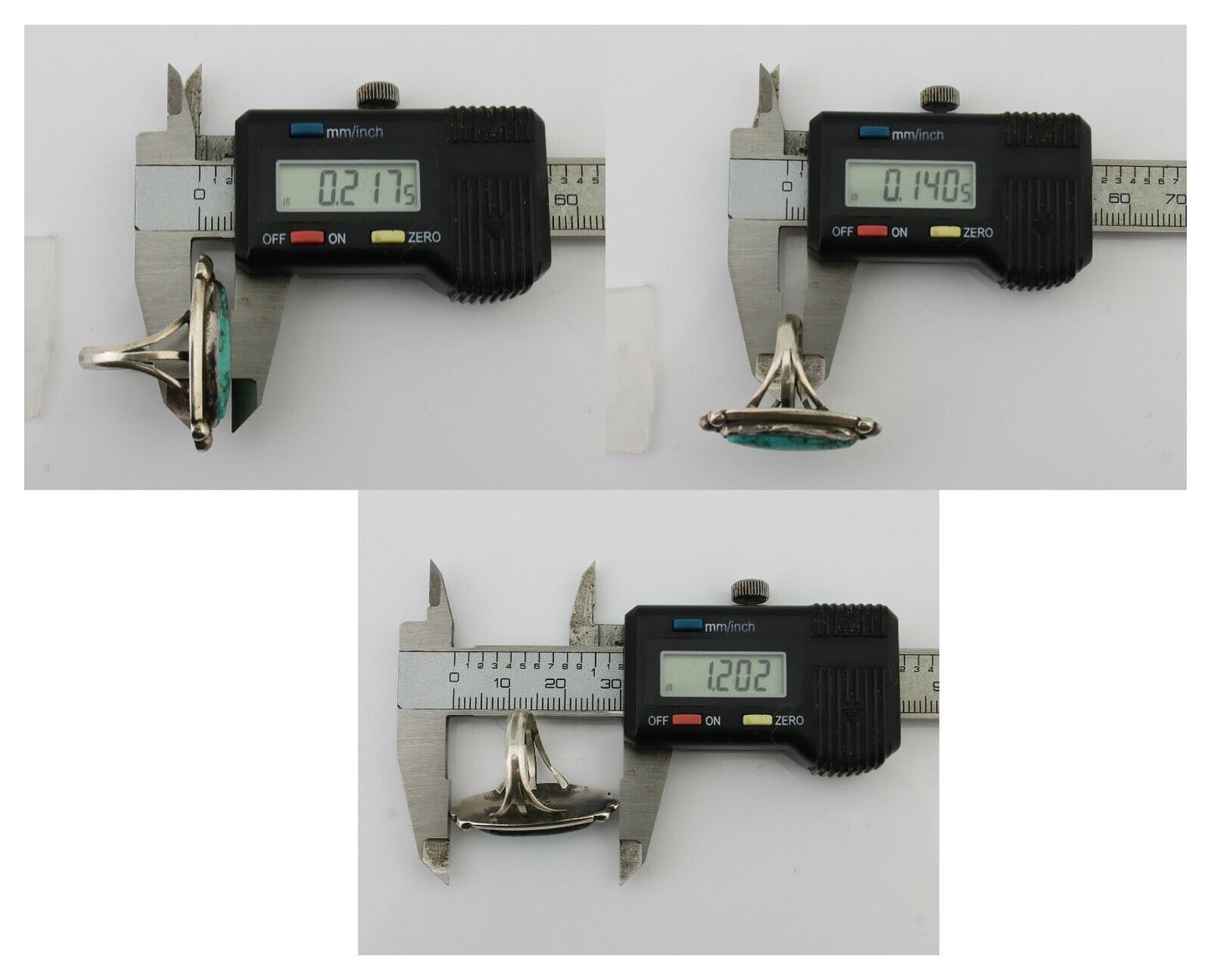 Navajo Turquoise Ring 925 Silver Artist Signed Sunrise Size 6.5 C.80's