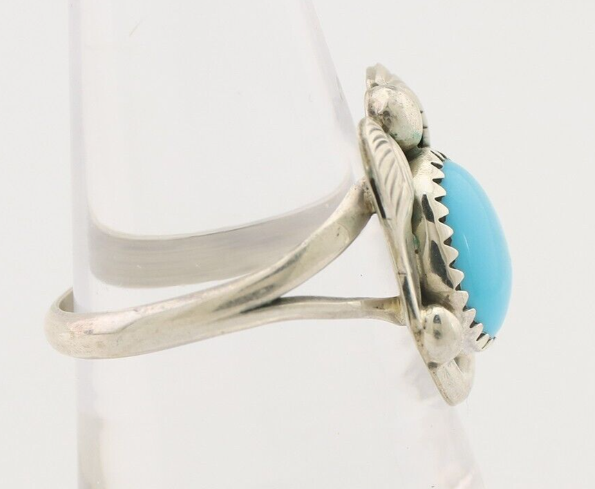 Navajo Ring 925 Silver Natural Blue Turquoise Native American Artist C.80's