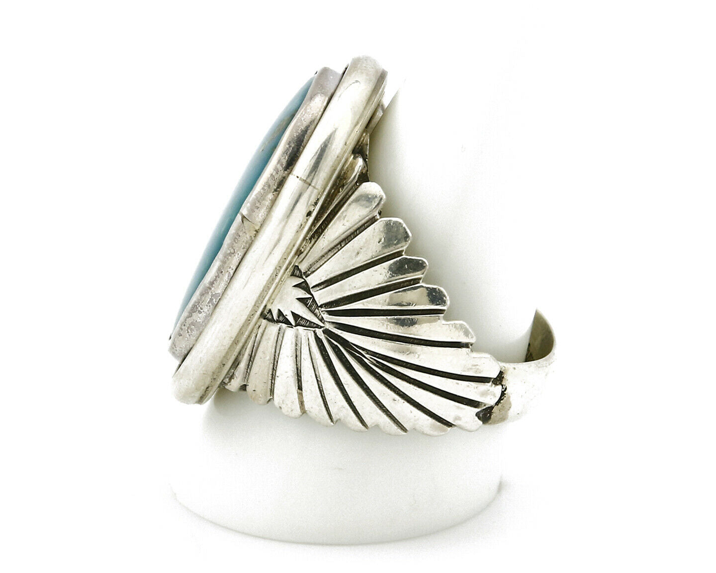 Navajo Ring .925 Silver Turquoise Handmade Signed Doug Zachary C.1980's