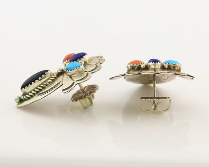 Navajo Earrings Sterling Silver Gemstone Vintage Handmade Dangle