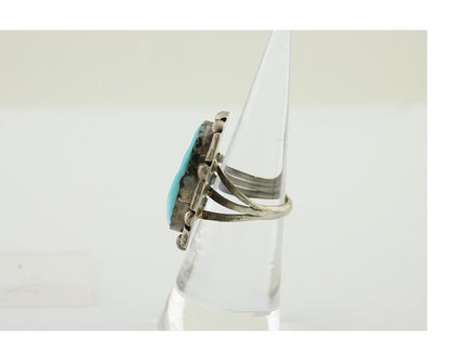 Navajo Handmade Ring 925 Silver Sleeping Beauty Turquoise C.80's
