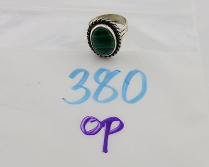 Navajo Ring 925 Silver Natural Malachite Native American Artist C.80's