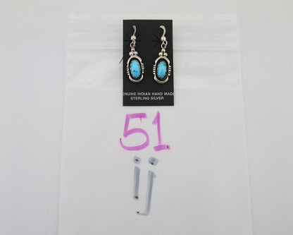 Navajo Dangle Earrings 925 Silver Sleeping Beauty Native Artist C80s