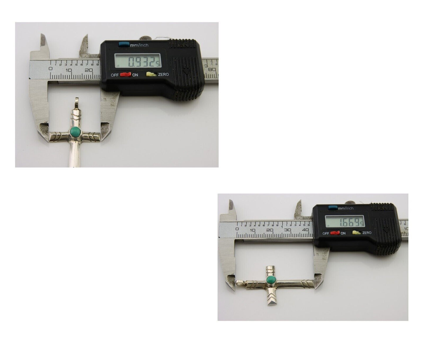 Navajo Sand Cast Cross Pendant 925 Silver Turquoise Artist Signed J Yazzie C.80s