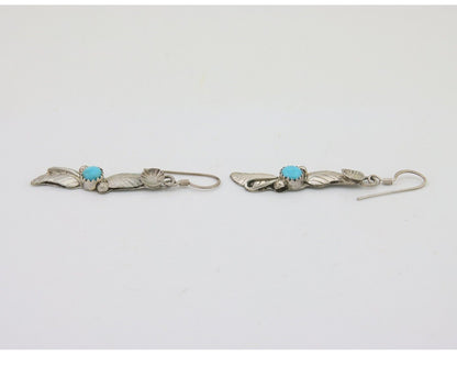 Navajo Dangle Earrings 925 Silver Natural Turquoise Native Artist C.80's
