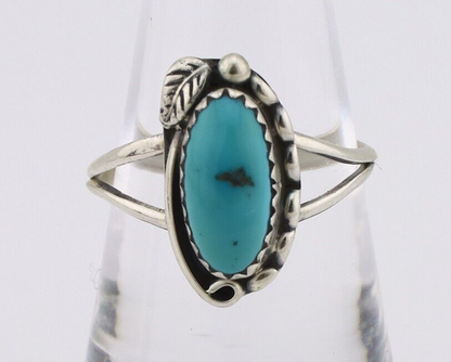 Navajo Ring 925 Silver Sleeping Beauty Turquoise Artist Signed SC C.80's