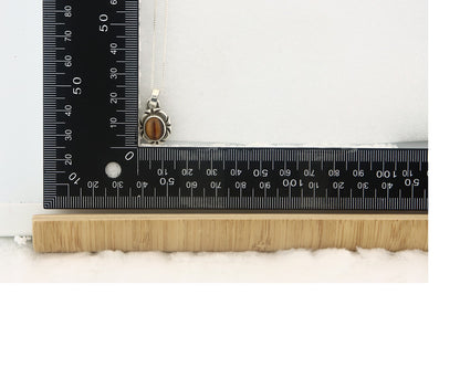 Navajo Sterling Silver Necklace Authentic Tiger Eye Sapphire Vintage Handmade