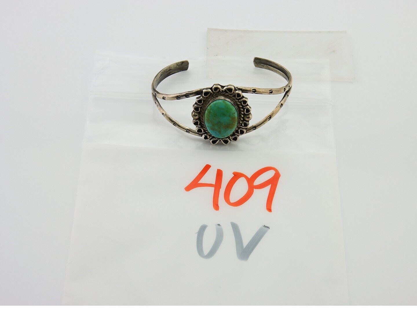 Navajo Bracelet 925 Silver Turquoise Cuff Artist Signed NJ C.80's