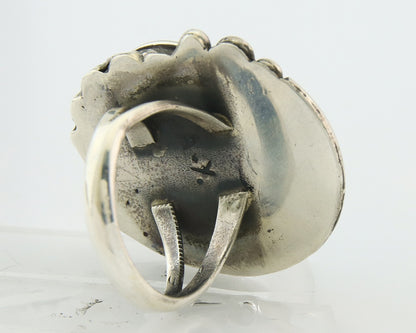 Traditional Navajo Ring Sterling Silver Authentic Turquoise Signed AY Size 7.0