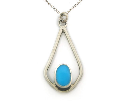 Navajo Necklace Sterling Silver Natural Blue Turquoise Vintage