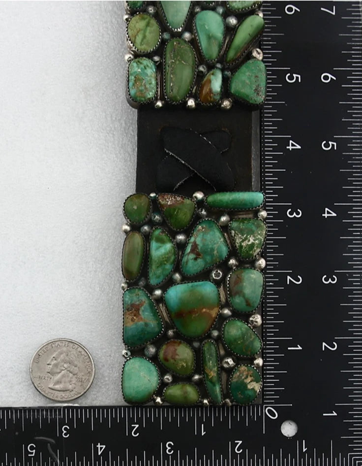 Navajo Belt Sterling Silver Gem Grade Turquoise Vintage Native Artist C.80's