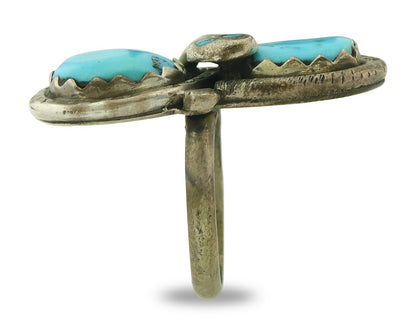 Vintage Zuni Ring 925 Sterling Silver Turquoise Signed Effie C Size 6.5