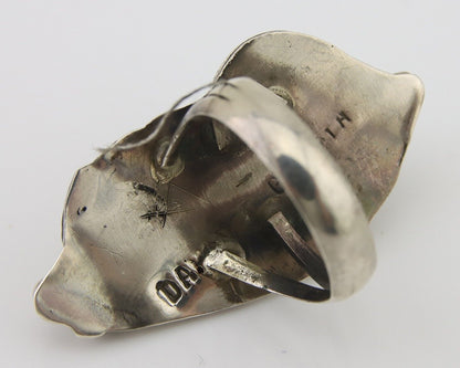 Navajo Ring 925 Silver Natural Blue Turquoise Signed David Garcia C.80's