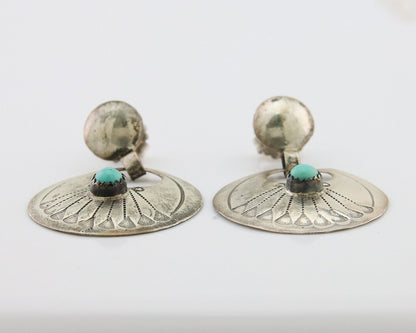 Navajo Dangle Earrings 925 Silver Natural Turquoise Native American Artist C80s