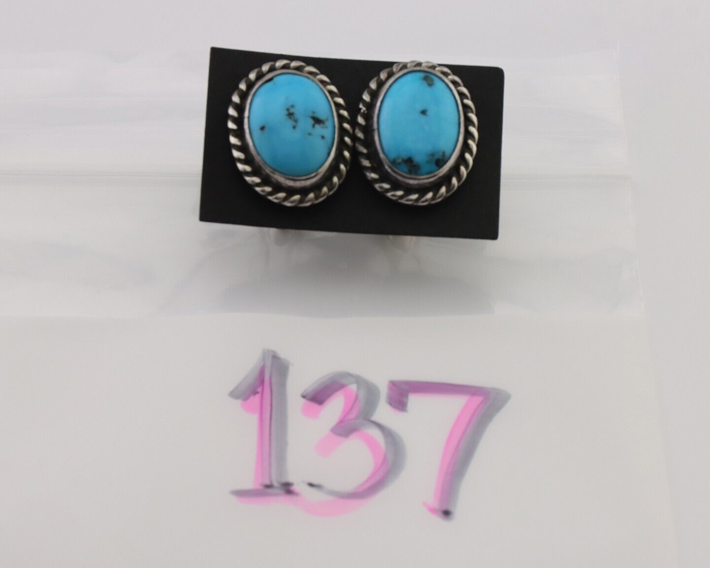 Navajo Cufflinks 925 Silver Native American Natural Turquoise C.80's