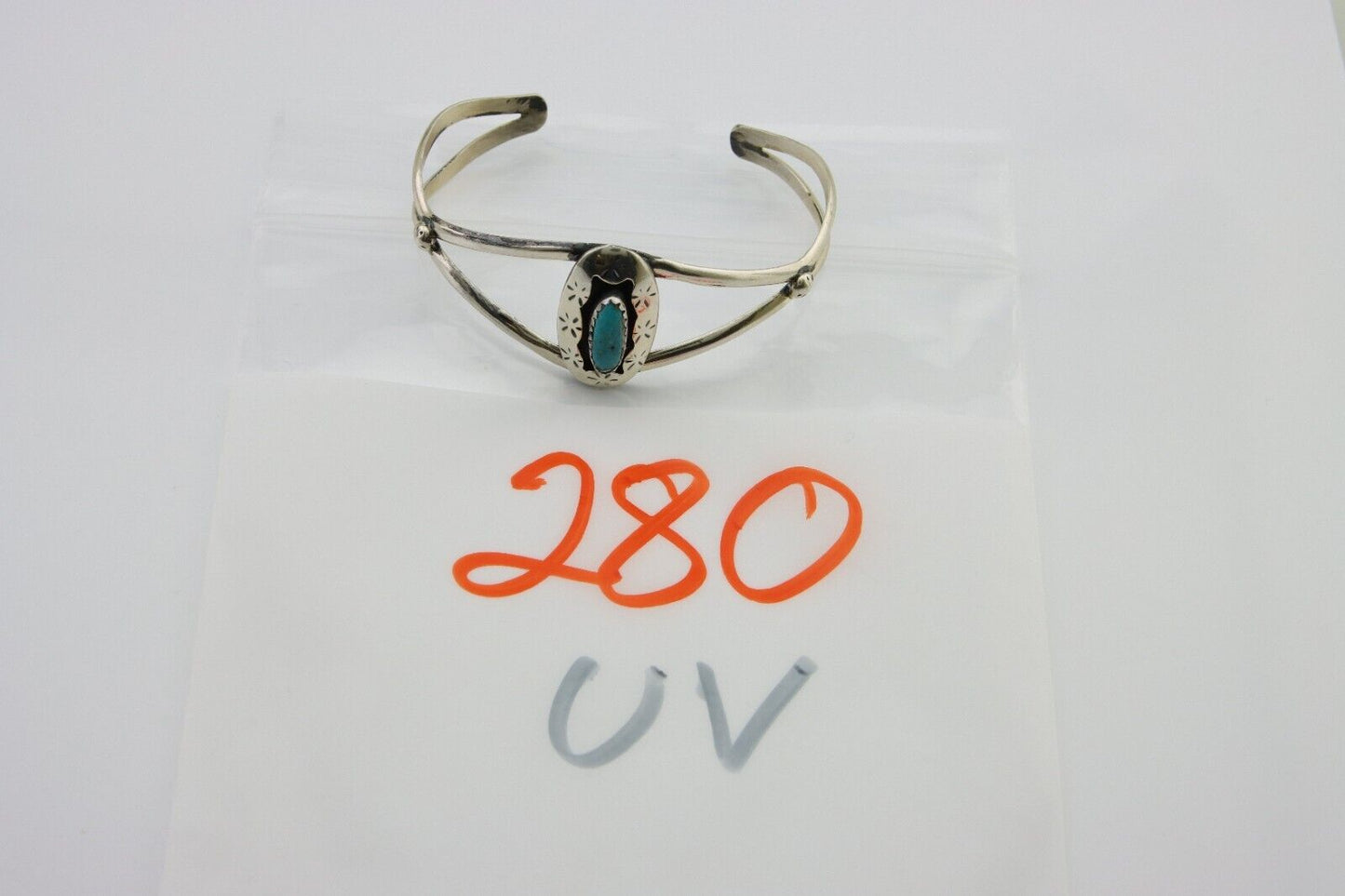 Navajo Cuff Bracelet 925 Silver Turquoise Cuff Artist Signed IJC C.80's