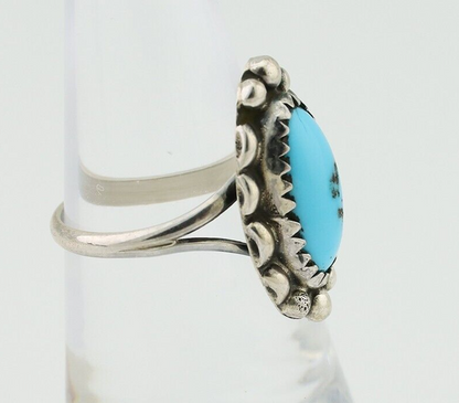 Navajo Ring 925 Silver Sleeping Beauty Turquoise Artist Signed SC C.80's