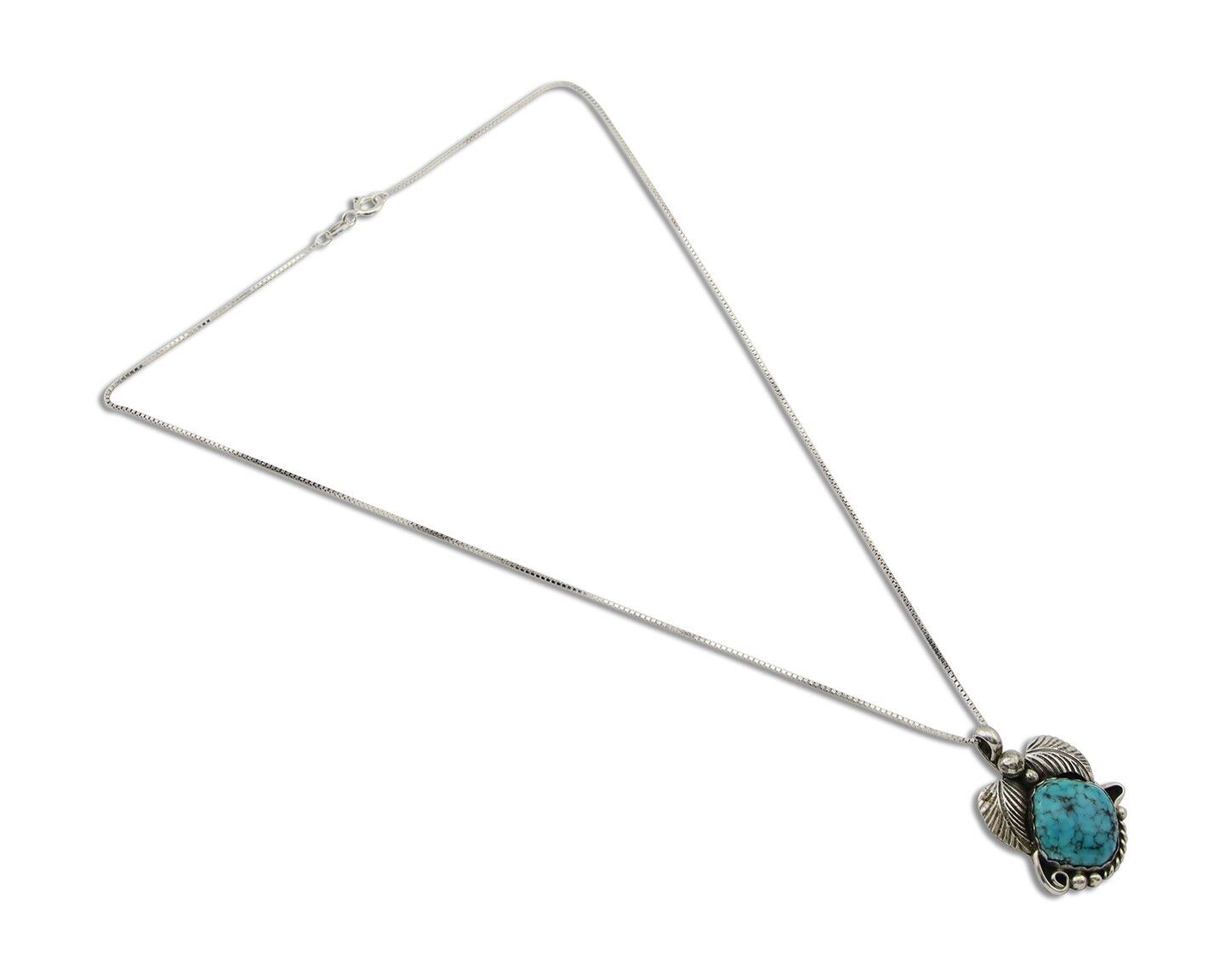 Navajo Necklace 925 Silver Natural Turquoise Native American Artist C.80's