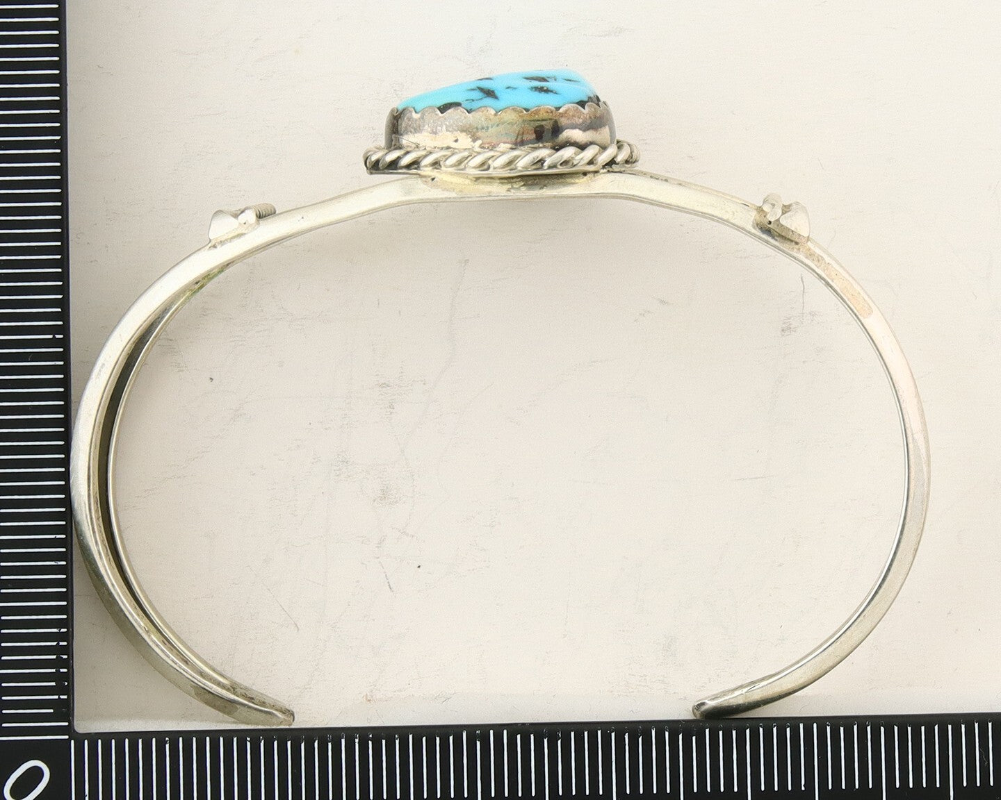 Navajo Bracelet 925 Silver Natural Blue Turquoise Native American Artist C.80s