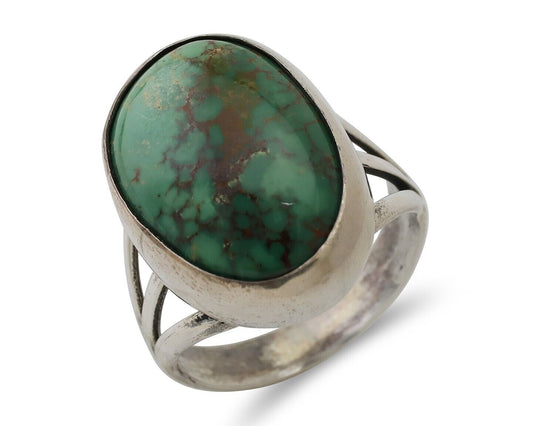 Navajo Ring 925 Silver Turquoise Native American Artist Size 8.0 C.80's