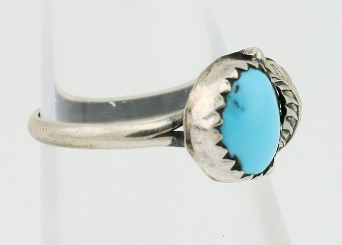 Navajo Ring 925 Silver Sleeping Beauty Turquoise Native American Artist C.80's