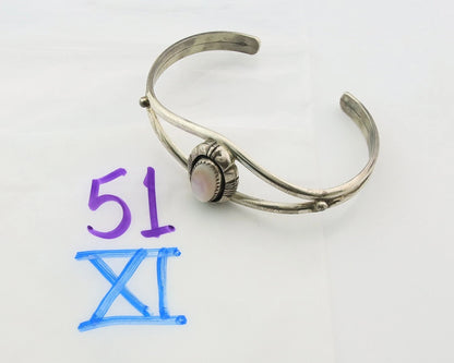 Navajo Cuff Bracelet Sterling Silver Authentic Pink Muscle Signed L Yazzie