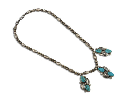 Zuni Necklace 925 Silver Blue Gem Turquoise Signed Simplicio C.80's