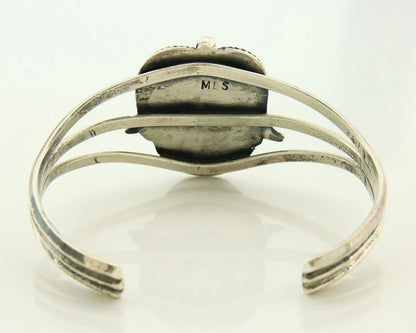 Navajo Cuff Bracelet 925 Sterling Silver Turquoise Vintage Signed MLS